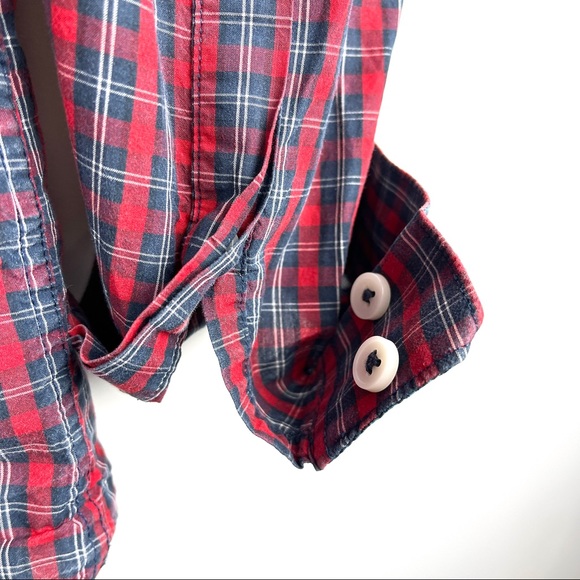 H&M Mens Red Checkered Button Up Shirt Size L - Picture 5 of 13